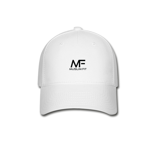 Muslim Fit Modern Flex Fit Baseball Cap - Black Logo - white